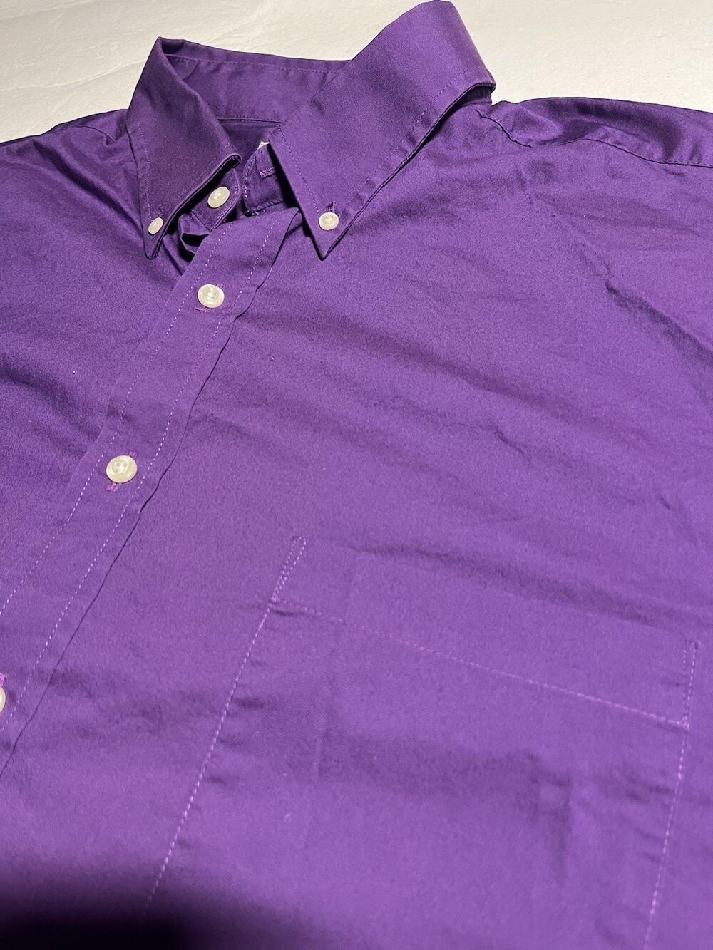 IZOD Men’s 16-16.5 32/33 Purple Classic Fit Stretch Button Down Dress Shirt